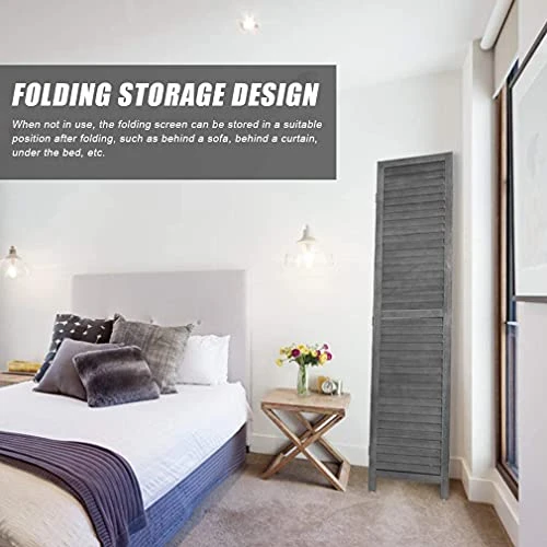 Room Dividers 3 Panel Partition Room Dividers 5.6 Ft Tall Privacy Wall Foldable Room Divider Privacy Screen Wood Screen Room Separator For Home Office Bedroom Restaurant , Gray - Image 3