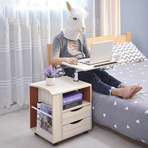 WYKDD Rolling Sofa Side Snack Table Portable Laptop Computer Desk Stand With Wheels, Height Adjustable Mobile TV Breakfast Tray Bedside - Image 3