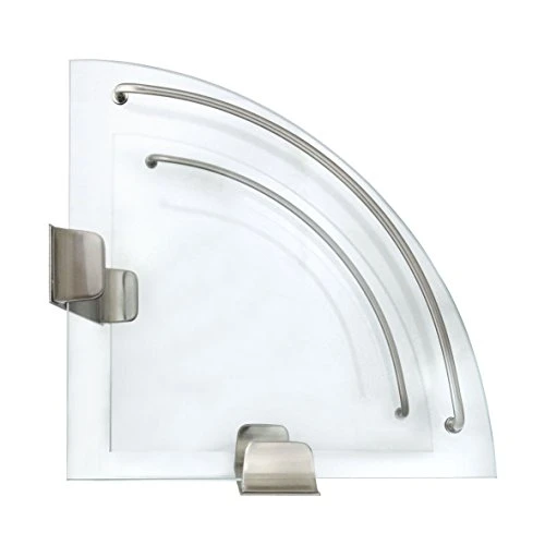 MODONA Double Corner Glass Shelf With Rail β Satin Nickel β 5 Year Warrantee - Image 3