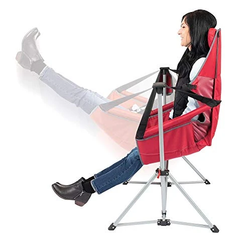 USED-OPEN BOX Swing Chair Lounger Wide Seat With Adjustable Backrest, Red - Image 2