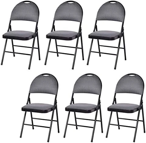 Giantex 6-Pack Folding Chair With Handle Hole, Upholstered Padded Seat And Back With Metal Frame For Home Office Party Use, Grey - Image 6