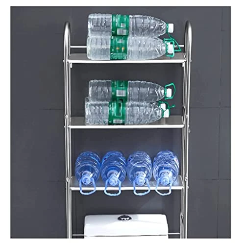 DYNN 3-Tier Stainless Steel Over The Toilet Storage With Paper Rack And Hooks Freestanding Space Saver Toilet Rack For Easy To Assembly - Image 4