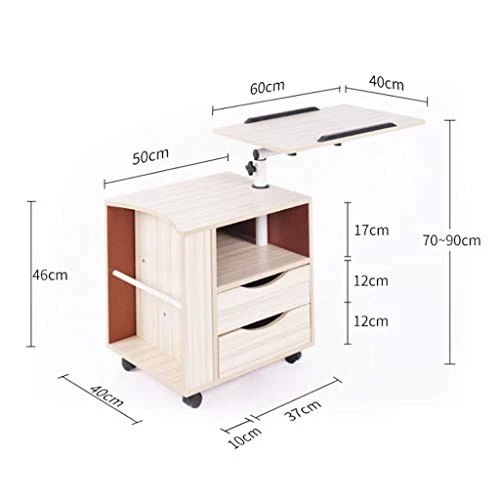 WYKDD Rolling Sofa Side Snack Table Portable Laptop Computer Desk Stand With Wheels, Height Adjustable Mobile TV Breakfast Tray Bedside - Image 2