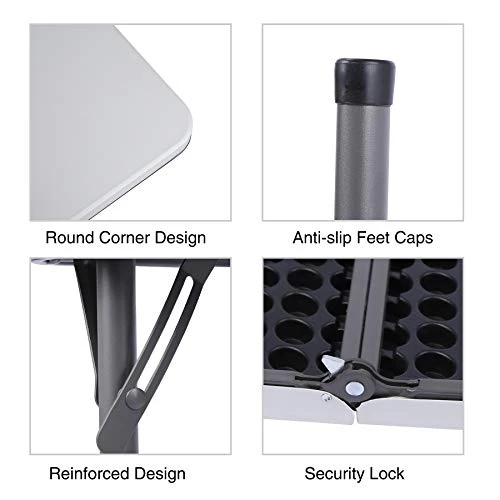 REDCAMP 34" Square Folding Card Table With Resin Top, Portable Fold In Half Small Card Tables With Collapsible Legs For Adults Indoor Outdoor Use, White - Image 5