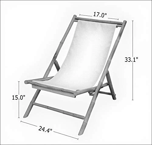 Statra Folding Bamboo Sling Chair Set Of 2, Blue Stripes - Image 3