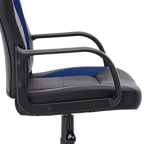 Amazon Basics Racing/Gaming Style Office Chair - Faux Leather, Blue, 25.2"D X 22.6"W X 44.1"H - Image 4