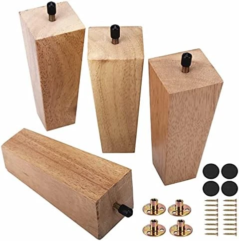 KOCENT 4Pcs Sofa Legs | 6 Inch Vintage Couch Hardware Accessaries | Great Wooden Furniture Replacement Legs For Armchair Recliner Coffee Table | Dresser | Bed,Brown (Square 6 In) - Image 6