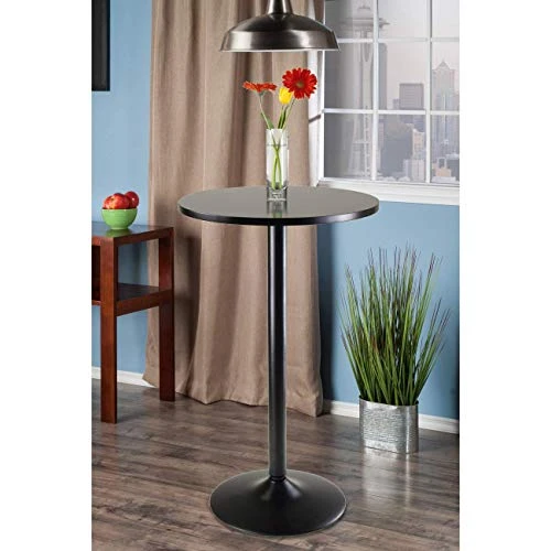 Winsome Obsidian Pub Table Round Black Mdf Top With Black Leg And Base - 23.7-Inch Top, 39.76-Inch Height - Image 2