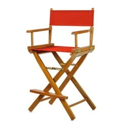 Casual Home 24" Director's Chair Honey Oak Frame-with Red Canvas, Counter Height