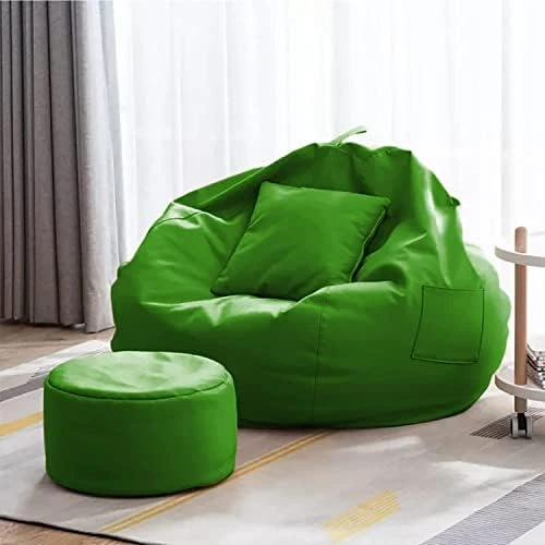 Kushuvi 4XL Bean Bag Cover With Footrest With Cushion Without Beans Only Cover ( Faux Leather ) ( Yellow - 4XL ) - Image 7