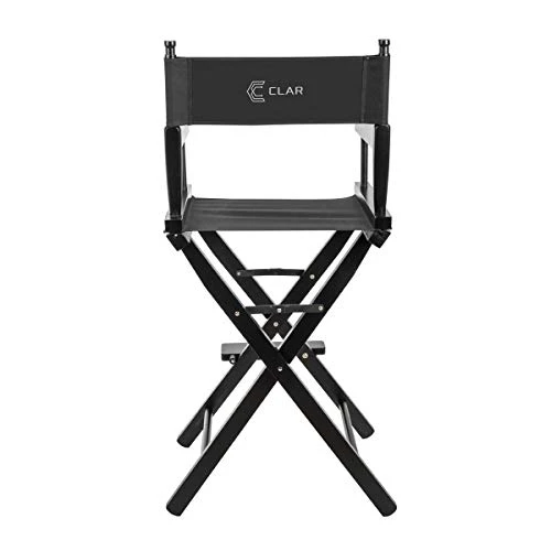 CLAR DC-30 Directors Chair 30" Height Lightweight Foldable Portable Black Wood Frame With Footrest - For Home Or Commercial Use - Makeup Artist Chair - Film Directing Or YouTube (Black) - Image 2