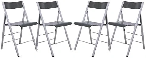 LeisureMod Milden Modern Acrylic Folding Chairs, Set Of 4 (Blue) - Image 2