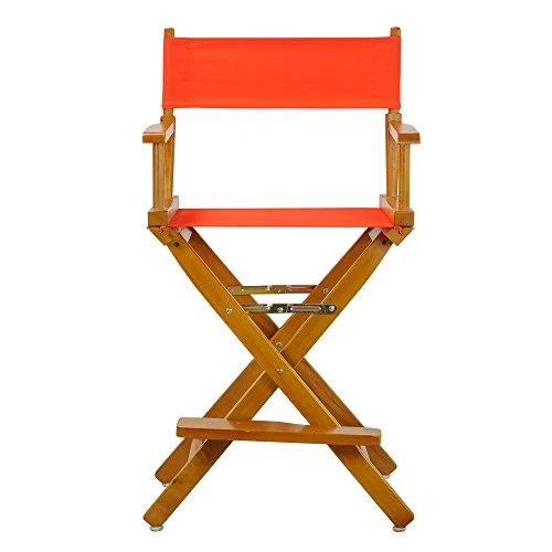Casual Home Director's Chair ,Honey Oak Frame/Orange Canvas,24" - Counter Height - Image 4