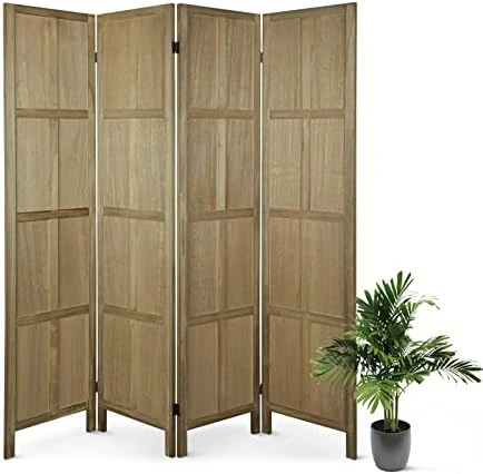 ECOMEX Room Divider 4 Panel, Wood Folding Room Divider Privacy Screens, Freestanding Partition Room Divider Screen Partial Partition For Bedroom, Office, Study,Ivory White - Image 5