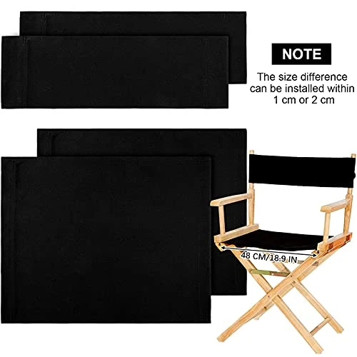 2 Set Directors Chair Canvas Replacement, Makeup Chair Seat And Back Replacement Cotton Canvas Stool Protector For Home Director Chair Medium Size(Black) - Image 2