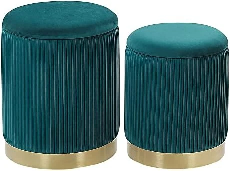 Ottoman With Storage - White Velvet Ottoman For Living Room, Velvet Storage Ottoman For Kids Room,Gold Ottoman With Storage, Vanity Chair For Bedroom,Set Of 2 Velvet Ottoman, Ottoman Seat (White) - Image 9