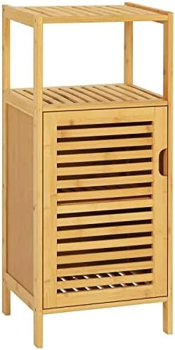VIAGDO Bamboo Cabinet, Bathroom Storage Cabinet With Single Door And Shelf, Freestanding Bathroom Cabinet, Kitchen Cupboard, Sofa Side Table For Living Room/Hallway/Bedroom/Kitchen - Image 7
