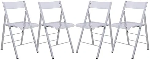 LeisureMod Milden Modern Acrylic Folding Chairs, Set Of 4 (Blue) - Image 4