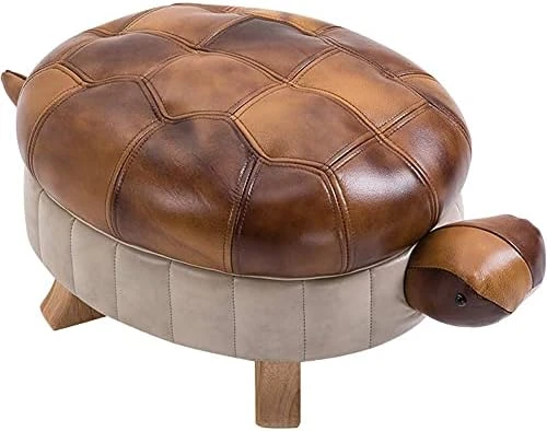 Kelendle Animal Footstool Turtle Upholstered Ottoman PU Leather Pouf Wood Foot Stool Rest For Living Room Bedroom Sofa Bench Seat Chair, Grass Green, Large - Image 5
