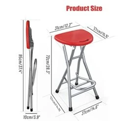 YQ WHJB Folding Bar Stool Portable Simple Bar Chair High Chair Chair Stool Blue Red Dining Chair Armchair Thick Adult Chair Household For Indoor And Outdoor Chair (Red)