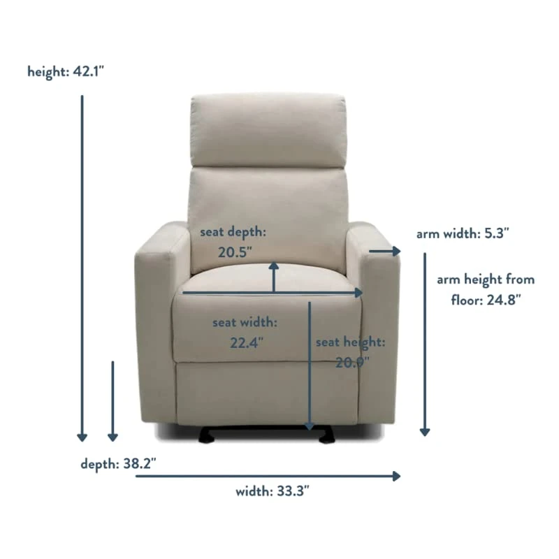 Nurture& The Glider Premium Power Recliner Nursery Glider Chair With Adjustable Head Support | Designed With A Thoughtful Combination Of Function And Comfort | Built-in USB Charger (Ivory) - Image 2