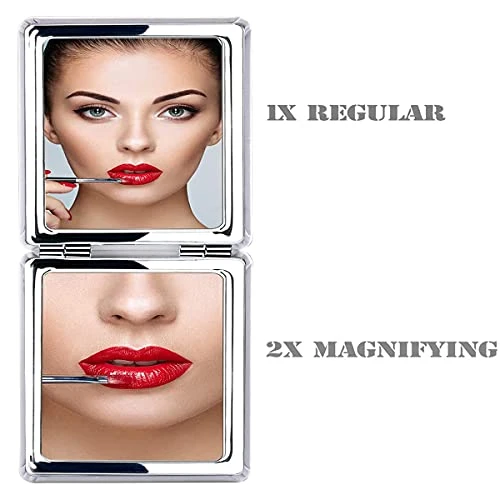 Vanity Mirror Strawberry Woman Design Shatterproof Pocket Mirror Unique Double Sided Magnifying Portable Compact Mirror Square Makeup Vanity Mirror For Women And Girls - Image 2