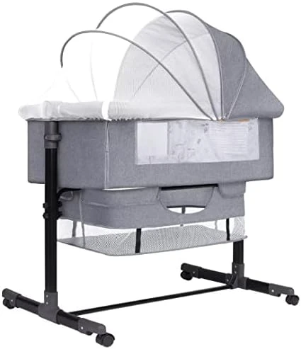 RICUTON Bedside Bassinet For Baby, Bedside Sleeper With Storage Basket, Adjustable Height Portable Crib For Infant/Newborn With Mosquito Nets, Easy Assemble - Image 7