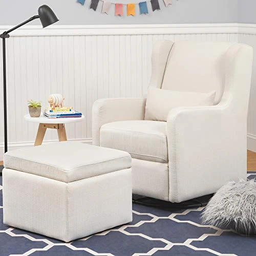 Carter's By DaVinci Adrian Swivel Glider With Storage Ottoman In Performance Cream Linen, Water Repellent And Stain Resistant, Greenguard Gold & CertiPUR-US Certified - Image 3