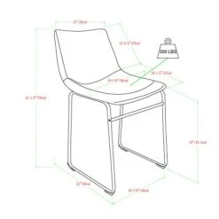 Walker Edison Douglas Urban Industrial Faux Leather Armless Dining Chairs, Set Of 2, Grey