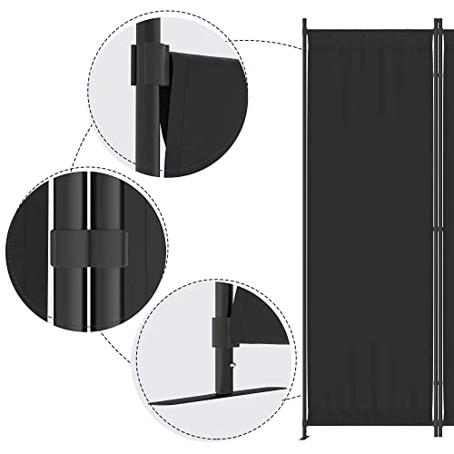 Morngardo Room Divider Folding Privacy Screens 4 Panel Partitions 88" Dividers Portable Separating For Home Office Bedroom Dorm Decor (Black)