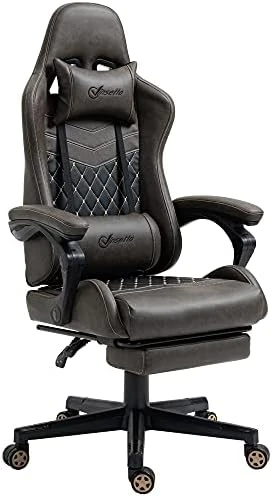 Vinsetto Racing Gaming Chair Diamond PU Leather Office Gamer Chair High Back Swivel Recliner With Footrest, Lumbar Support, Adjustable Height, Red - Image 8