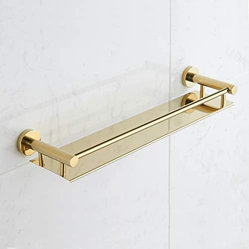 BGL Stainless Steel 304 Shelf Bathroom Shelf 19.6 Inch Wall Mount (Gold) - Image 2