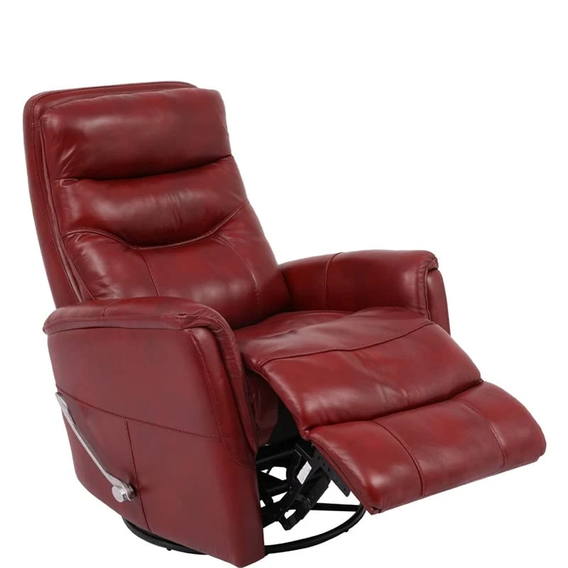 Home Square Leather Manual Swivel Glider Recliner In Red - Set Of 2 - Image 3