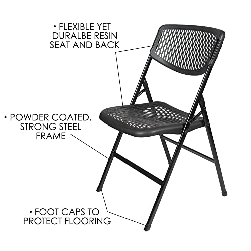 COSCO Ultra Comfort Commercial XL Plastic Folding Chair, 300 Lb. Weight Rating, Triple Braced, Black, 4-Pack - Image 4