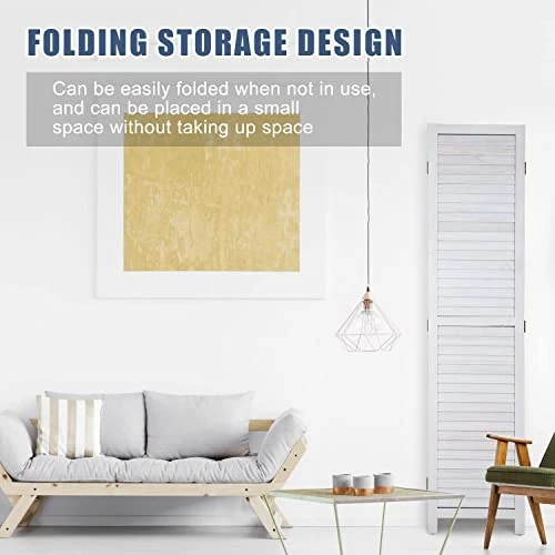 BLKMTY Room Divider 3 Panel Folding Screen Wood Screen Dividers 6ft Tall Privacy Screen Freestanding Portable Partition Wall Divider Space Seperate Indoor Home Furniture For Bedroom, White - Image 6