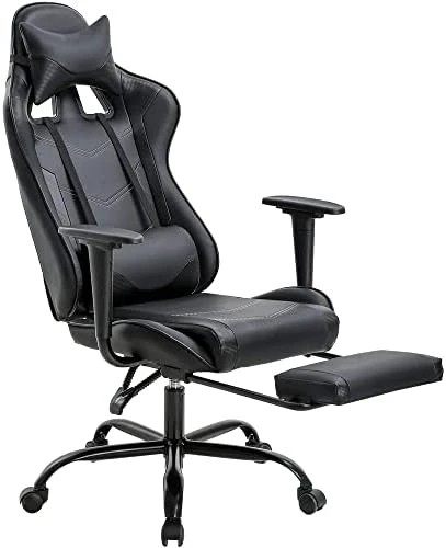 Gaming Chair With Footrest, Ergonomic Office Chair, Adjustable Swivel Leather Desk Chair, Reclining High Back Computer Chair With Lumbar Support And Headrest, Racing Style Video Gamer Chair - Image 4
