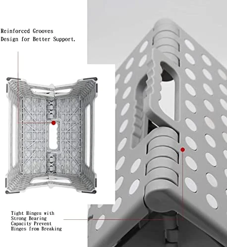 Folding Step Stool, Foldable Step Stool 9 Inch Anti-Slip Lightweight Folding Stools For Kitchen Bathroom Bedroom (Gray) - Image 2