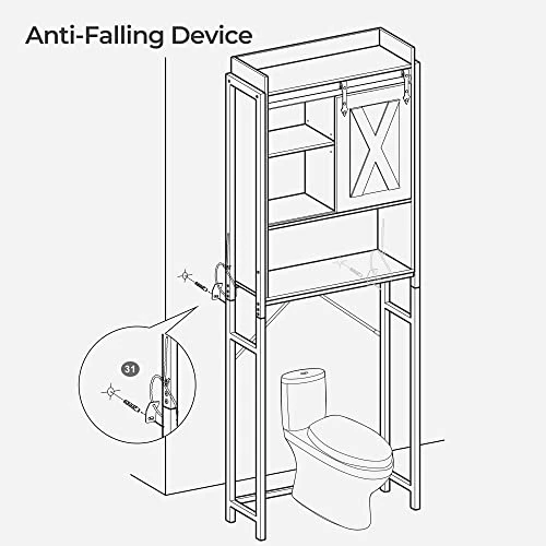 VASAGLE Over The Toilet Storage, Over Toilet Bathroom Organizer And Space-Saving Rack, Freestanding Bathroom Shelves, Rustic Brown And Black UBTS003B01 - Image 7