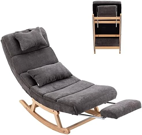 UFINEGO Rocking Chair Nursery Glider Chair For Nursery Comfy Chair 51.37 INCH Comfortable Living Room Chair With Lumbar Support Footrest Glider Chair For Nursery, Coffee - Image 10