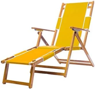 Frankford Umbrellas Heavy Duty Commercial Grade Oak Wooden Beach Chair Folding Wood Chaise Lounger - Image 8
