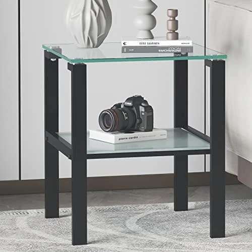 ODUSE-DAILY Glass Top Console Table For Entryway, Skinny Sofa Table, Narrow Entry Table With Black Legs, Glass Entryway Table - Image 14