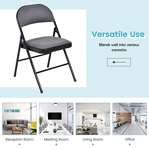 ARLIME 4-Pack Folding Chair, Portable Chairs With Upholstered Padded Seat And Back, Metal Frame Home Office Chairs, Set Of 4 - Image 4