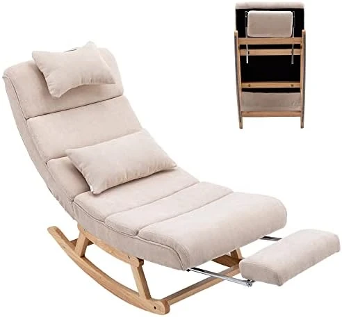 UFINEGO Rocking Chair Nursery Glider Chair For Nursery Comfy Chair 51.37 INCH Comfortable Living Room Chair With Lumbar Support Footrest Glider Chair For Nursery, Coffee - Image 6