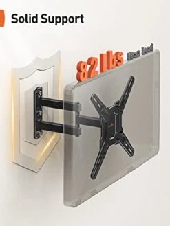 Perlegear UL Listed Full Motion TV Mount For Most 26–60 Inch Flat Or Curved TVs Up To 82 Lbs, Wall Mount TV Bracket With Articulating Arms, Tool-Free Tilt, Swivel, Extension, Max VESA 400x400mm, PGMF3