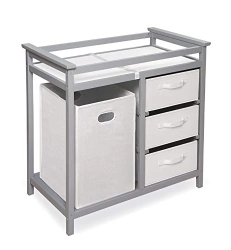 Modern Baby Changing Table With Laundry Hamper, 3 Storage Baskets, And Pad - Image 9