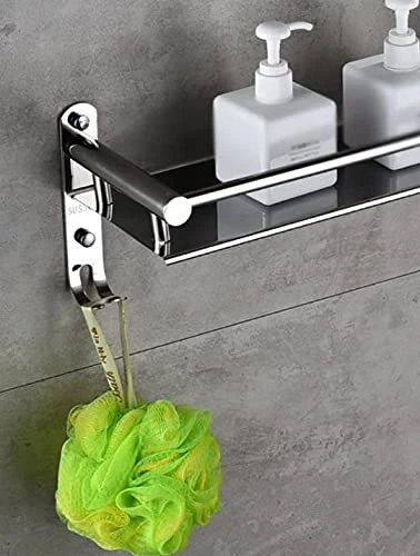 OSLEN Premium New Look Stainless SteelWall Shelves, Floating Shelves For Bathroom, Kitchen Shelf , Bedroom Stand , Bathroom Shelf With Hanger Bathroom Accessories - Image 3