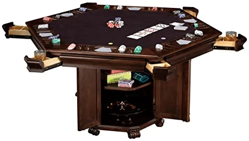 Howard Miller Niagara Game Table 699-013 โ Rustic Cherry Finish, Lightly Distressed, Adjustable Floor Levelers, Reversible Top, Storage Base, Game Accessories Included - Image 4