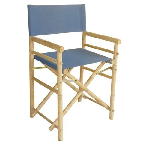 Zew Bamboo Indoor Outdoor Director Navy Blue Canvas-Set Of 2 Chairs, 35" H X 18" W X 23" D