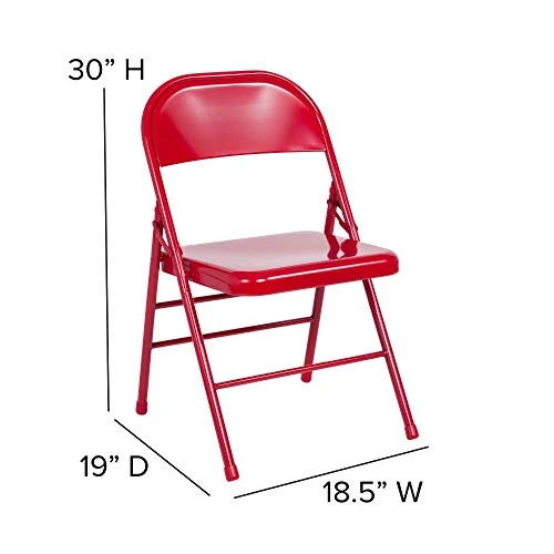 Flash Furniture 2 Pack HERCULES Series Triple Braced & Double Hinged Red Metal Folding Chair - Image 3