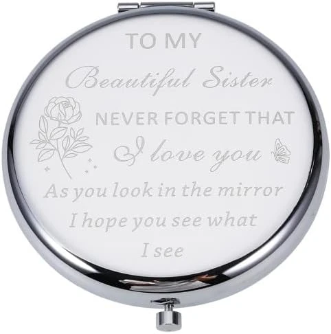 Sister Birthday Gifts From Sister Compact Mirror For Women Best Friend Personalized Friendship Christmas Graduation Easter Valentines Day Gifts Small Make Up Mirror From Little Big Sister Brother - Image 7